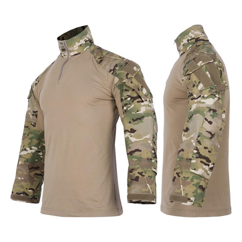Camisa Tática Camuflada de Manga Longa Treinamento ao Ar Livre Caminhada Acampamento Homens Mulheres Estilo Militar Uniforme de Combate