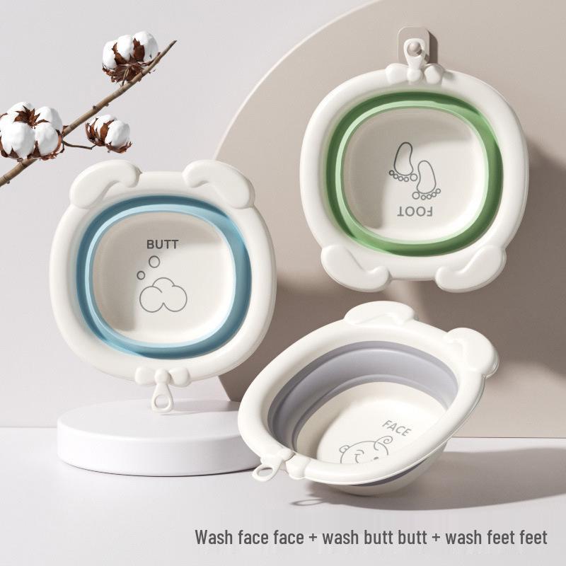 Foldable Silicone Washbasin for Kids and Dorms - Portable and Hangable