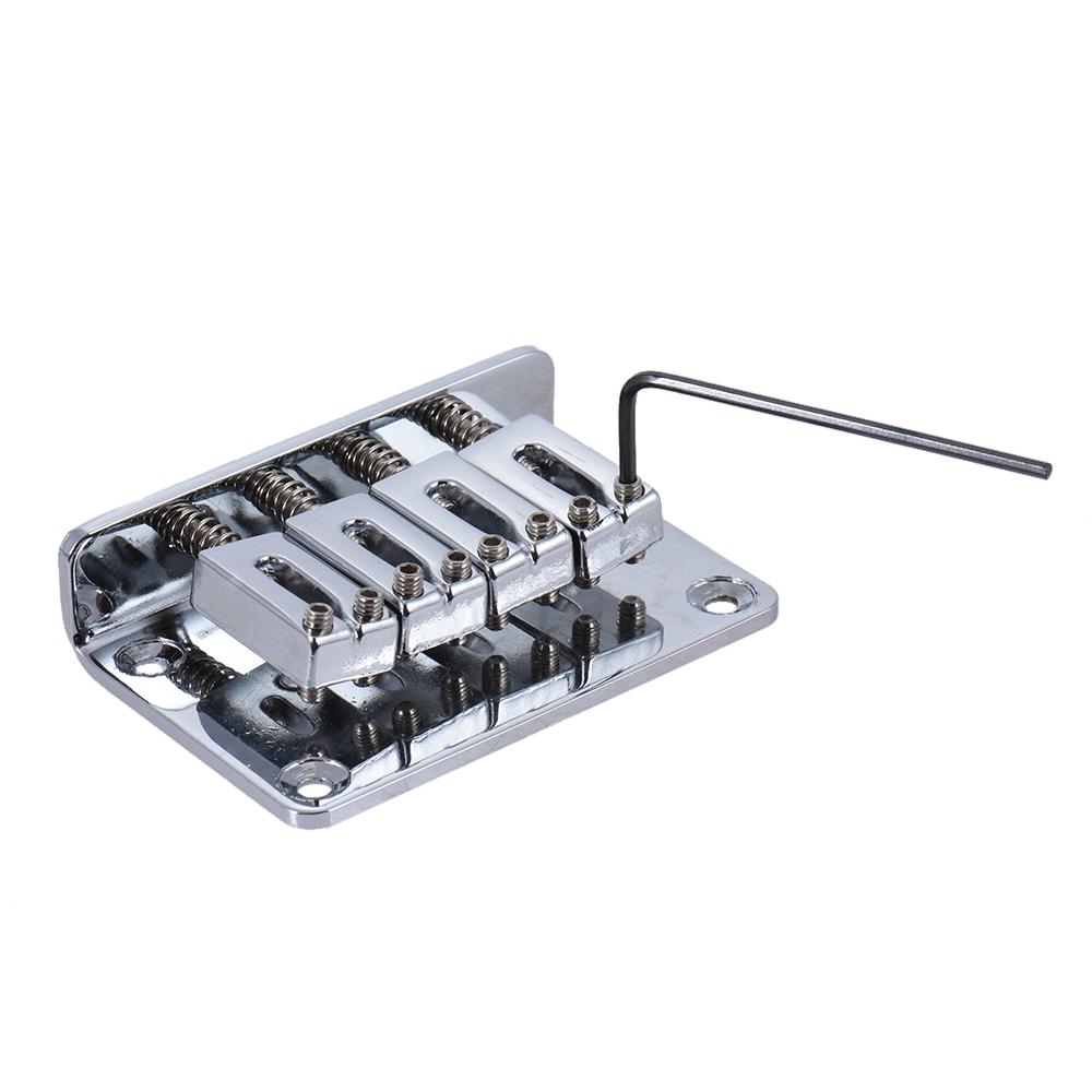 4 String Fixed Hard tail Tailpiece Bridge Set for Electric Ukelele Silver