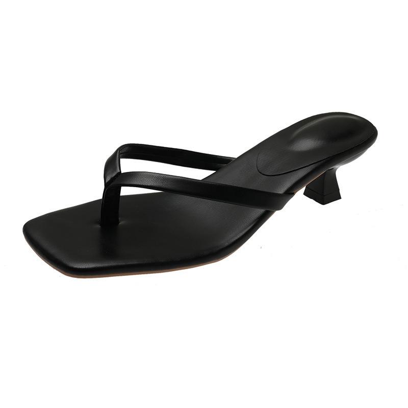 2024 Summer Women s Fashion Stiletto Heel Square Toe Flip-Flops 37