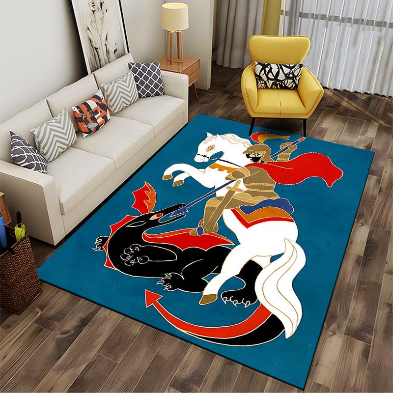 Knight Slaying Dragon Carpet suitable as a non-slip mat for the living room or bedroom sofa