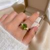 Luxury Fashion Green Zircon Ring For Women Gold Color Shiny Crystal Square Finger Ring Wedding Party Anniversary Charm Jewelry