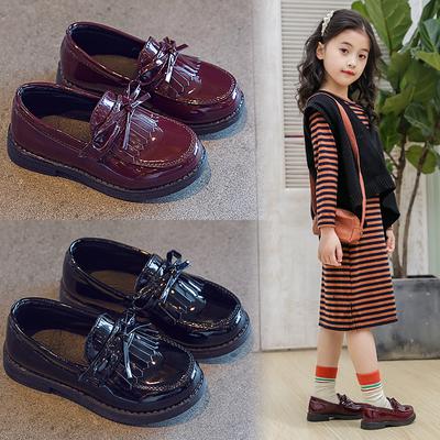 Girls Single-Layer Shoes Western Style Black Princess Performance Soft Bottom Leather Shoes