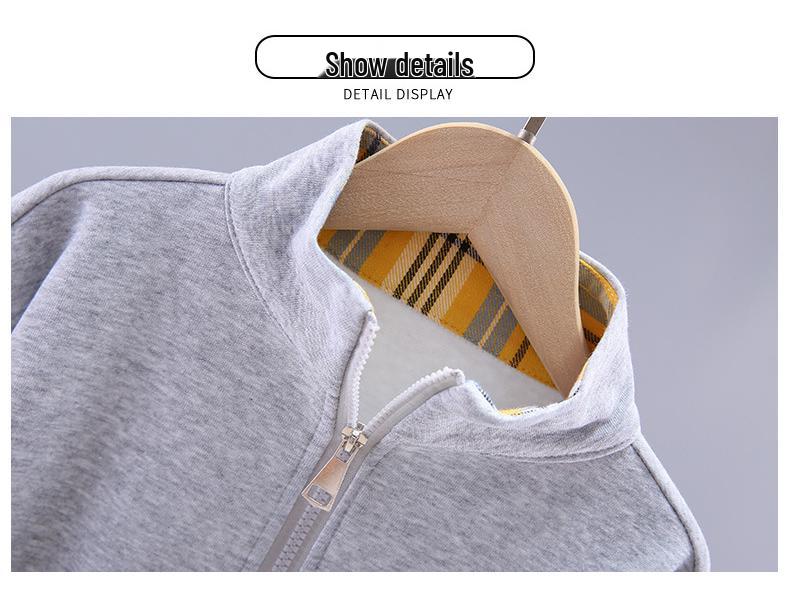 Sweatshirt mit Stehkragen für Jungen - Langärmeliges Freizeit-Oberteil für Grund- und Mittelschüler, Frühjahrs-/Herbstbekleidung