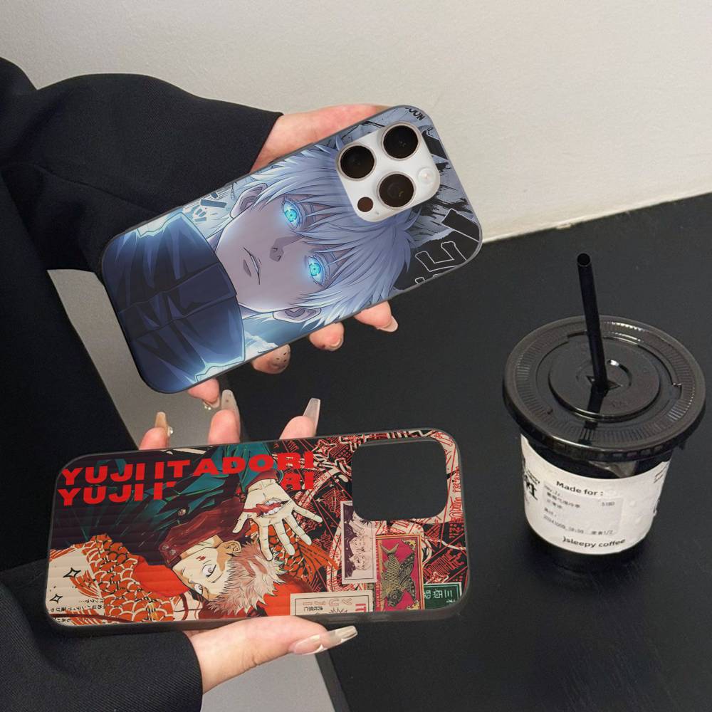 Übernatürliches Anime Jujutsu Kaisen Für Telefon 17 16 15 14 13 12 11 Pro Max Plus Pro Air Handyhülle Wellenförmige Streifen Rückseite