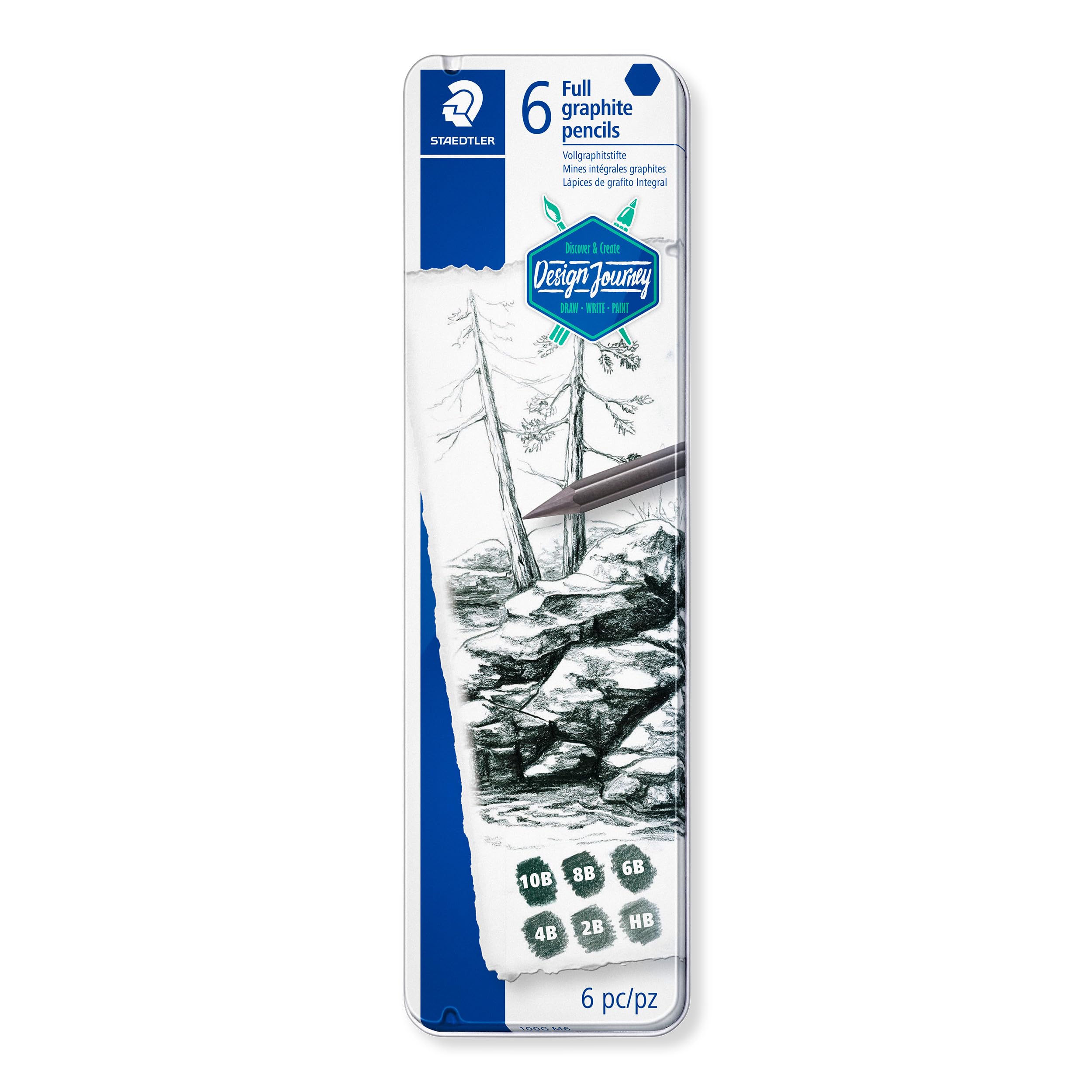 

STAEDTLER Pencil Mars Lumograph Full Graphite 6 Hardness 1 Set 100G M6 Black чёрный