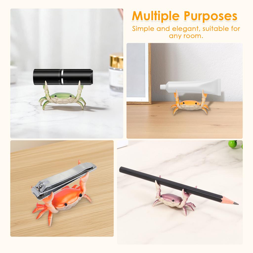 5 Pcs Desk Crab Pen Holder Weightlifting Crab Pen Holders Creative Cute Pencil Lipstick Display Storage Rack for Students Office