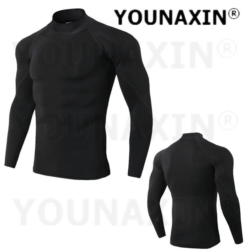 Men's High-necked Sports Long Sleeves T-shirts Skinny Fitness Clothes Yoga Training Running Quick-drying Cycling Tights Top S M L XL 2XL 3XL