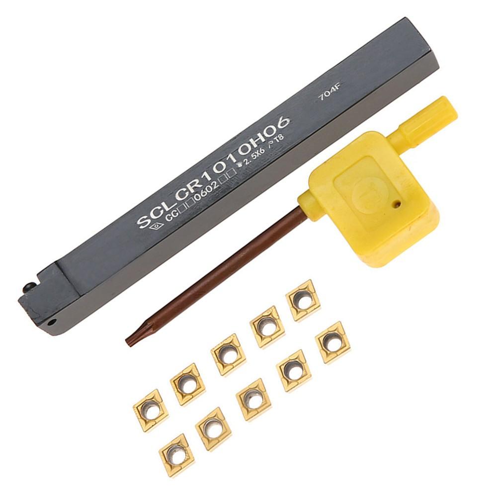 SCLCR1010H06 Držák soustružnického nástroje Vyvrtávání+ 10ks CCMT0602 karbidové destičky