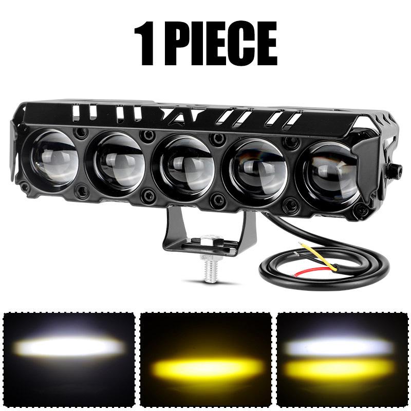 

1/2шт 5 линз светодиодный прожектор фары белый желтый дальний ближний свет фара 12В-80В мотоциклы кроссовый мотоцикл грузовики внедорожники UTV ATV 1pc