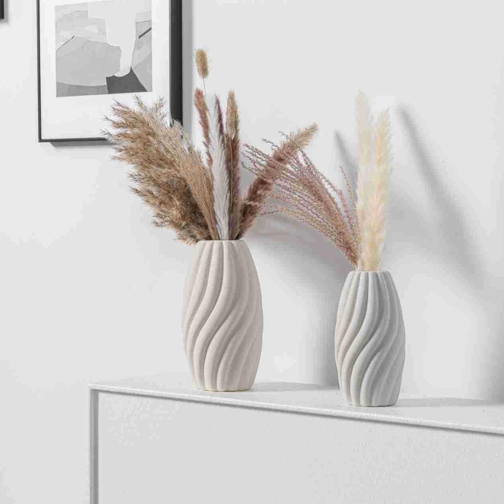 European Simple Flower Arrangement Roman Pattern Plain-Fired Ceramic Vase Entrance Living Room Light Luxury Home Soft Decoration Ornament