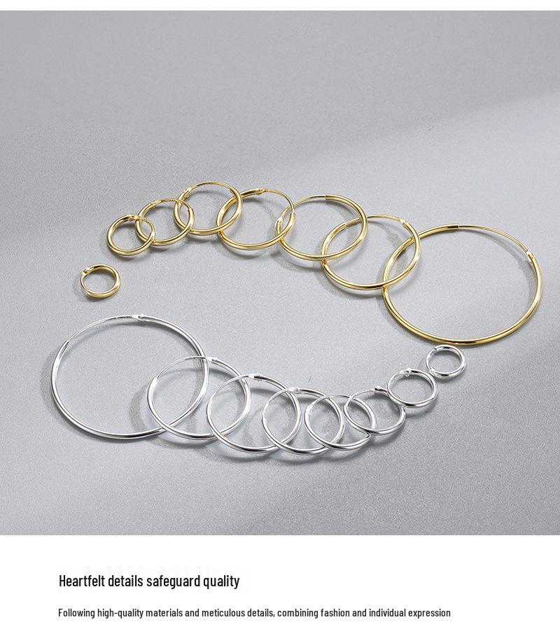 S925 Sterling Zilver Ronde Holle Buis Oorbellen – Eenvoudig, Veelzijdig, High-End Kraakbeen Sieraden voor Vrouwen