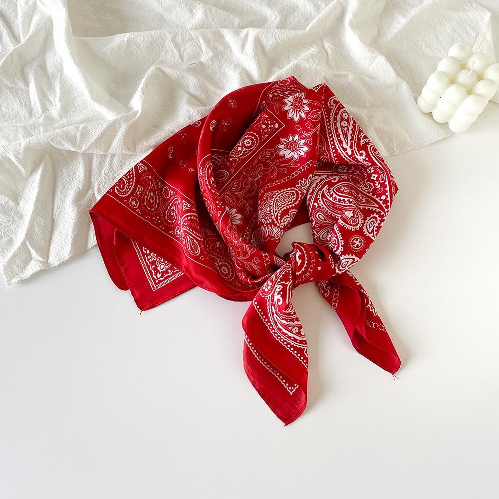 Ethnic Style Fashion Printed Silk Scarf 70 Simulation Silk Scarf Versatile Square Scarf Belt Silk Scarf Clothing Waist Seal Scarf