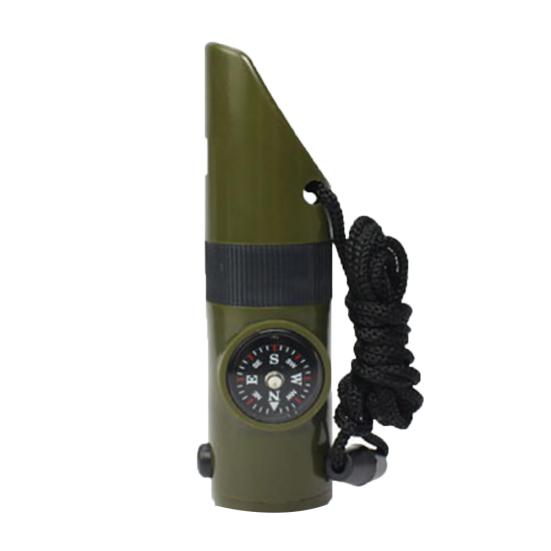 7 in 1 Outdoor SOS LED Magnifier with Compass Thermometer Survival Whistle Tools