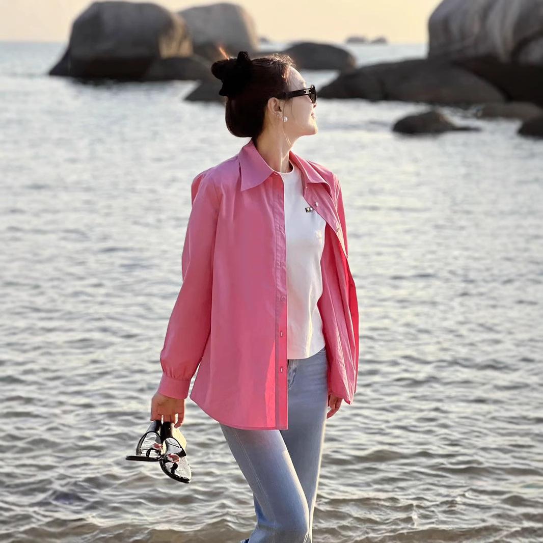 

2025 Spring French Style Women s Solid Color Long Sleeve Slimming Shirt Large