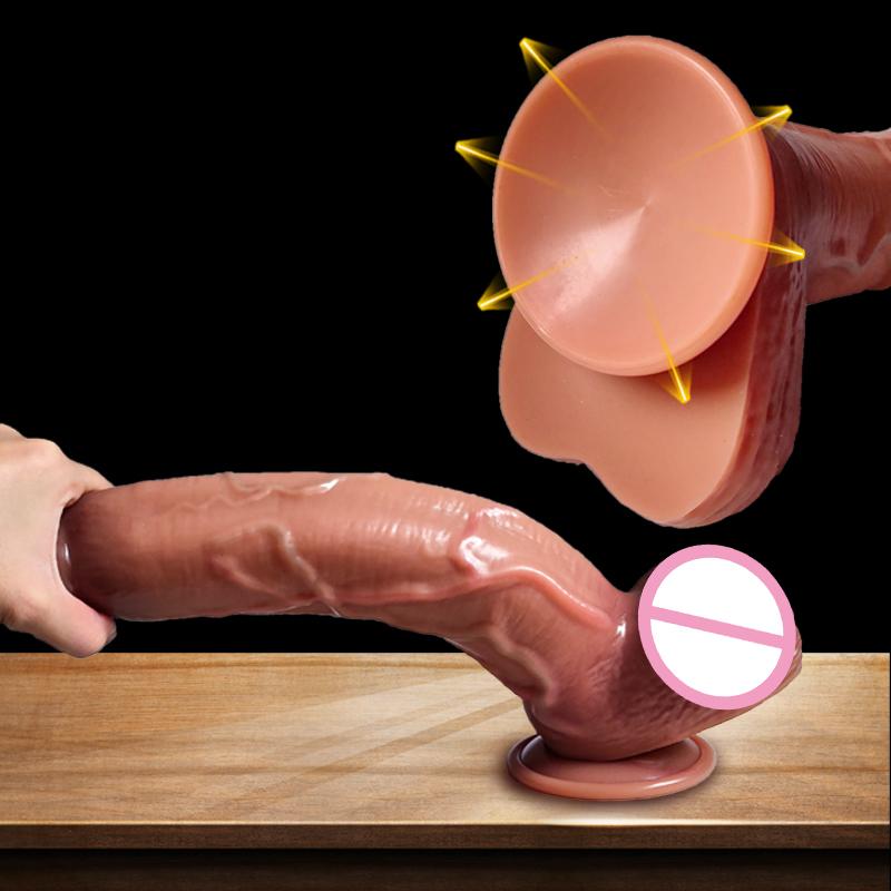 Velké realistické dildo Měkký silikonový penis Skin Feel Cock Ženský masturbátor Anální kolík Obchod Sexuální hračky pro dospělé Strapon Dilda pro ženy