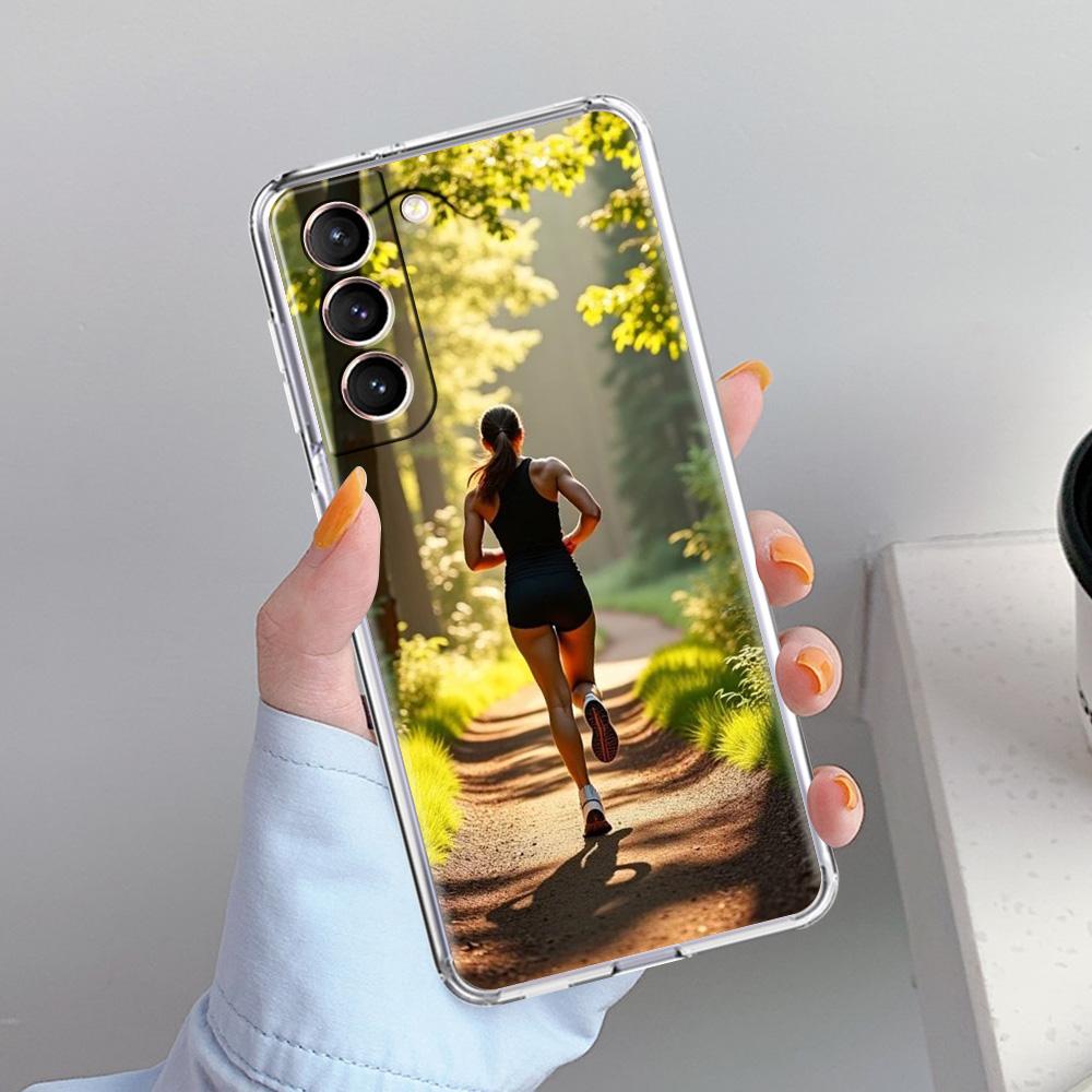 Phone Case For Samsung Galaxy S26 S25 S24 S23 S22 Ultra S20 S21 FE 5G Plus Soft Clear Cover Run marathon Running