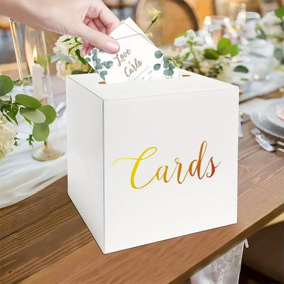 White Card Box With Gold Foil Design For Voting Game Wedding Special Gift Box Whit 10 Cards For Receptions Baby Showers Parties
