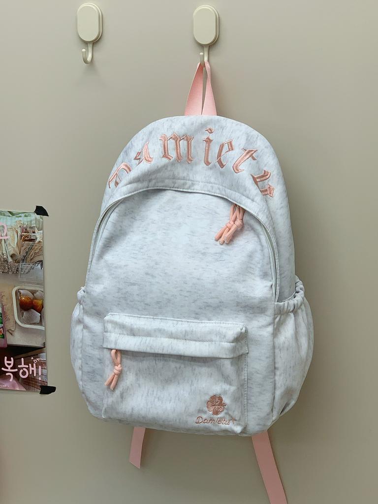 Schoolbag Japanese texture light blue letter embroidery casual backpack primary school students class holiday cram school lightweight small schoolbag