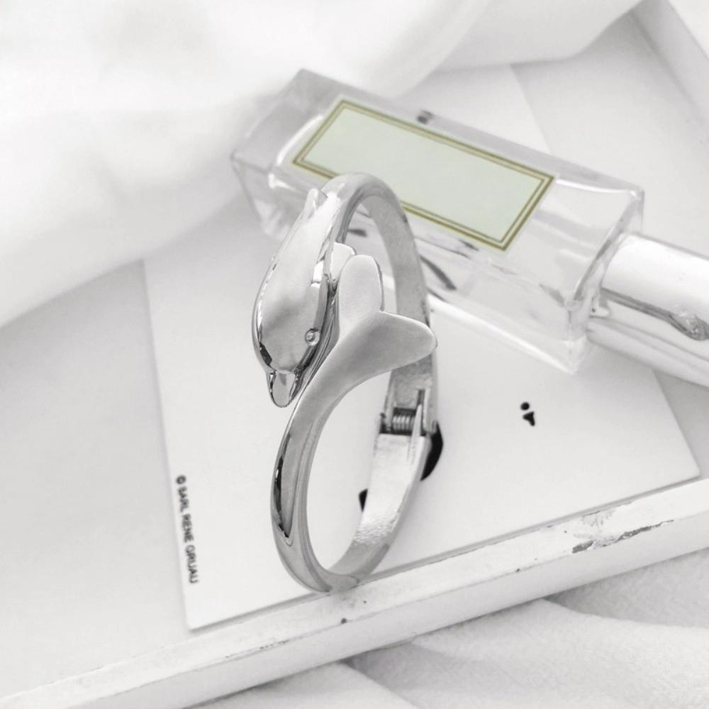 Zinc Zinc Alloy Dolphin Bangle Creative Marine Organism Hand Chain Fashion Dolphin Spring Bracelet  Unisex