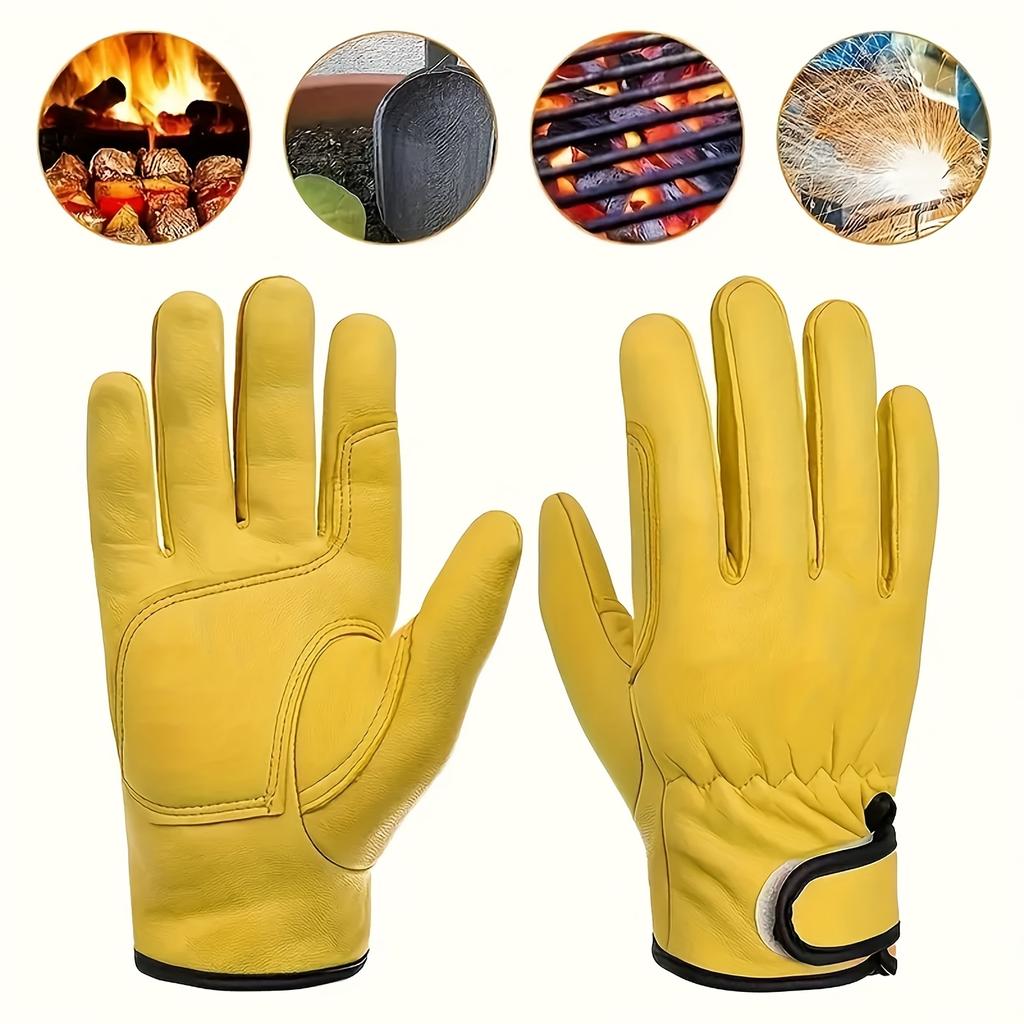 1 Pair Artificial Leather Gloves for Welding Gardening Tree Planting Car Repairing Construction Site Moving Jobs