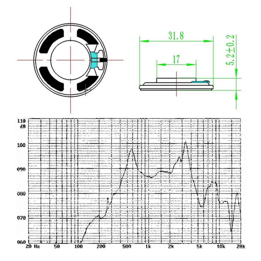 5PCS 0.5W 8R Horn Speaker Diameter 32mm Sound Amplifier 0.5 Watt 8ohm Thickness 5MM Loudspeaker for Music Box/ Walkie-talkie