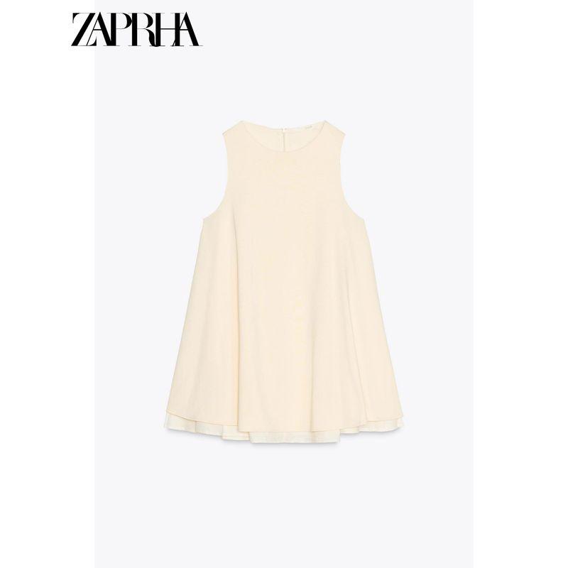 Zaprha 2025 New Arrival Fashion Beautiful Wide Swing Round Neck Sleeveless Short Version Dress Covering Belly Thin 4174016