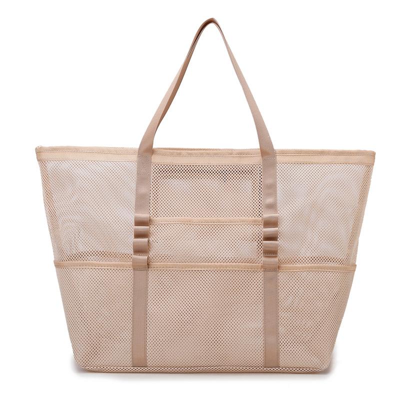 

Fashionable and Casual One-shoulder Beach Bag Multi-pocket One-shoulder Net Bag Out for Fun Breathable Mesh Hand-held Travel Bag хаки
