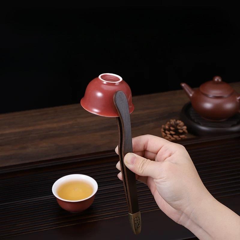 1pc Sandalwood anti drop tea clip  Wooden Tweezer Teacup Clip Non-slip Sawtooth Tea Tweezers KungFu tea set accessories