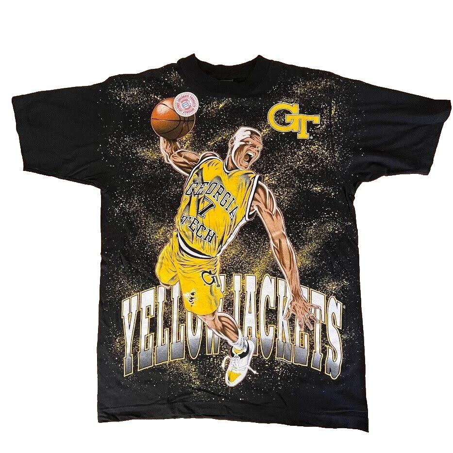 Georgia Tech Yellowjackets Vintage 90s American Thunder Mens L Basketball Shirt