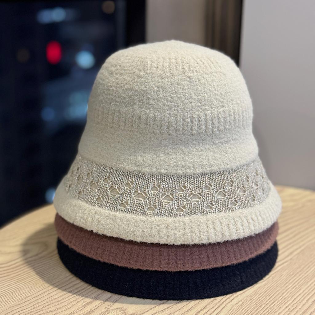Korean-style Versatile Knitted Bucket Hat for Women, New Foldable Outdoor Breathable Small-face Fisherman Hat for Autumn and Winter