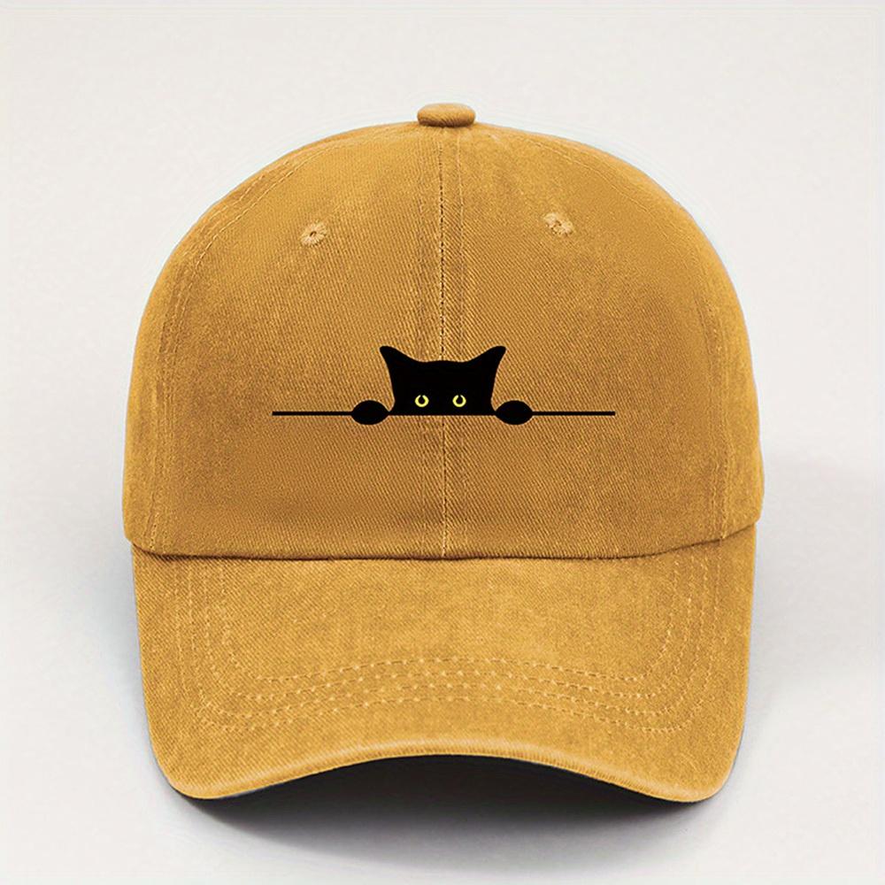 cute black cat printed baseball cap for Unisex and Women washable casual outdoor caps breathable for summer student sun hat