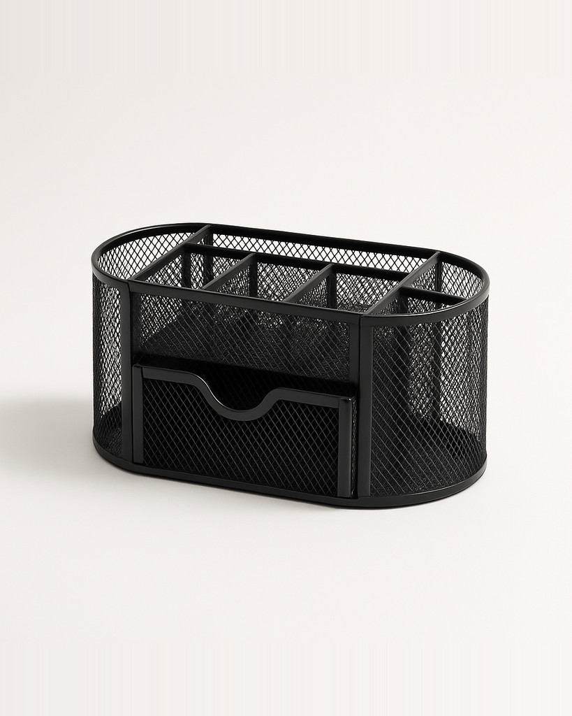 Metal Pen Holder Pen Barrel Student Multi-Functional Stationery Creative Desktop Iron Net Nine Grid Combination Storage Box