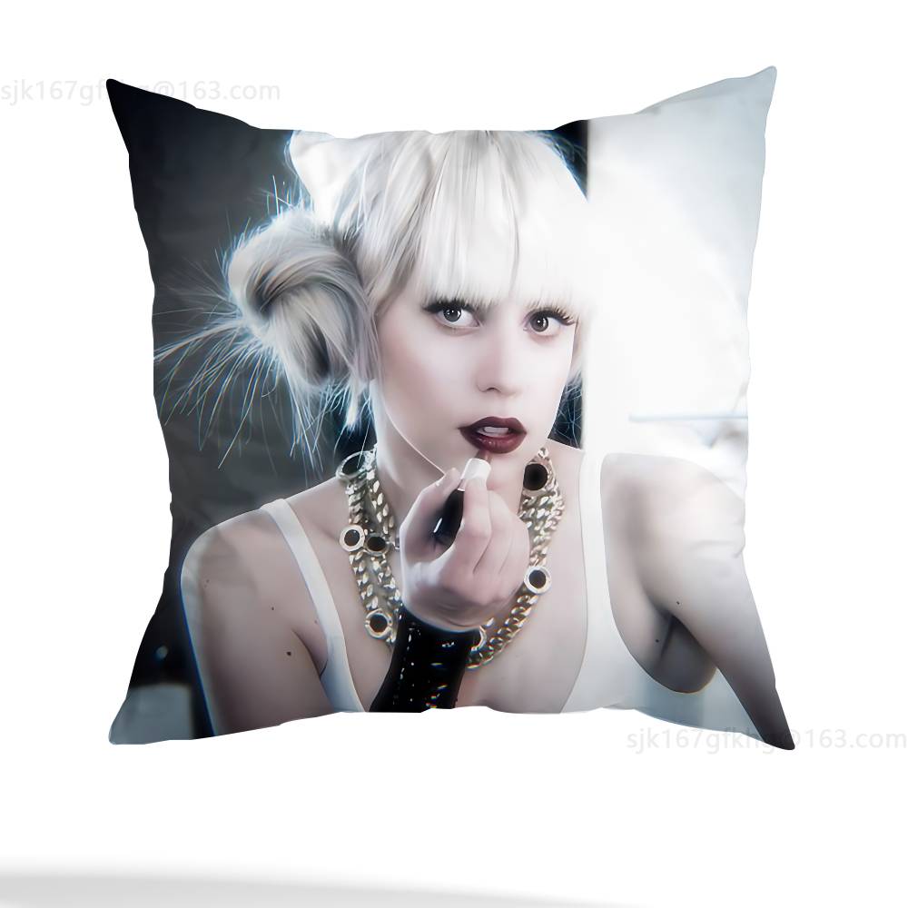 Singer L-Lady Gaga Pillow Case Anti-dustmite Pillowcase Invisible zipper silky short plush Sofa cushion cover