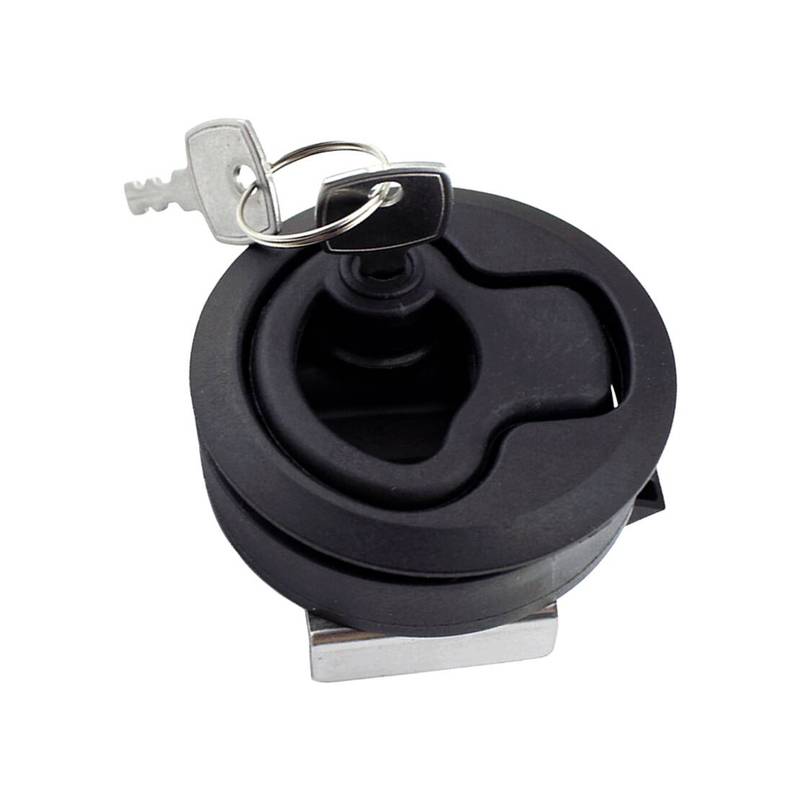 2" Flush Pull Slam Latch With Lock for RV Boat Marine Deck Hatch Door Plastic Black Universal