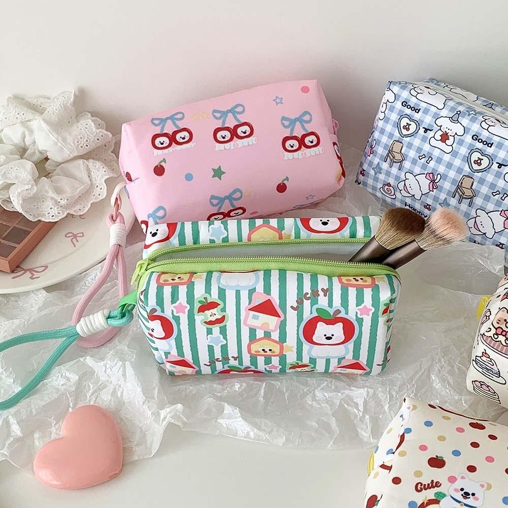 Puppy Cat Bear Print Cloth Cartoon Stationery Bag with Lanyard Pencil Pouch  Stationery Holder