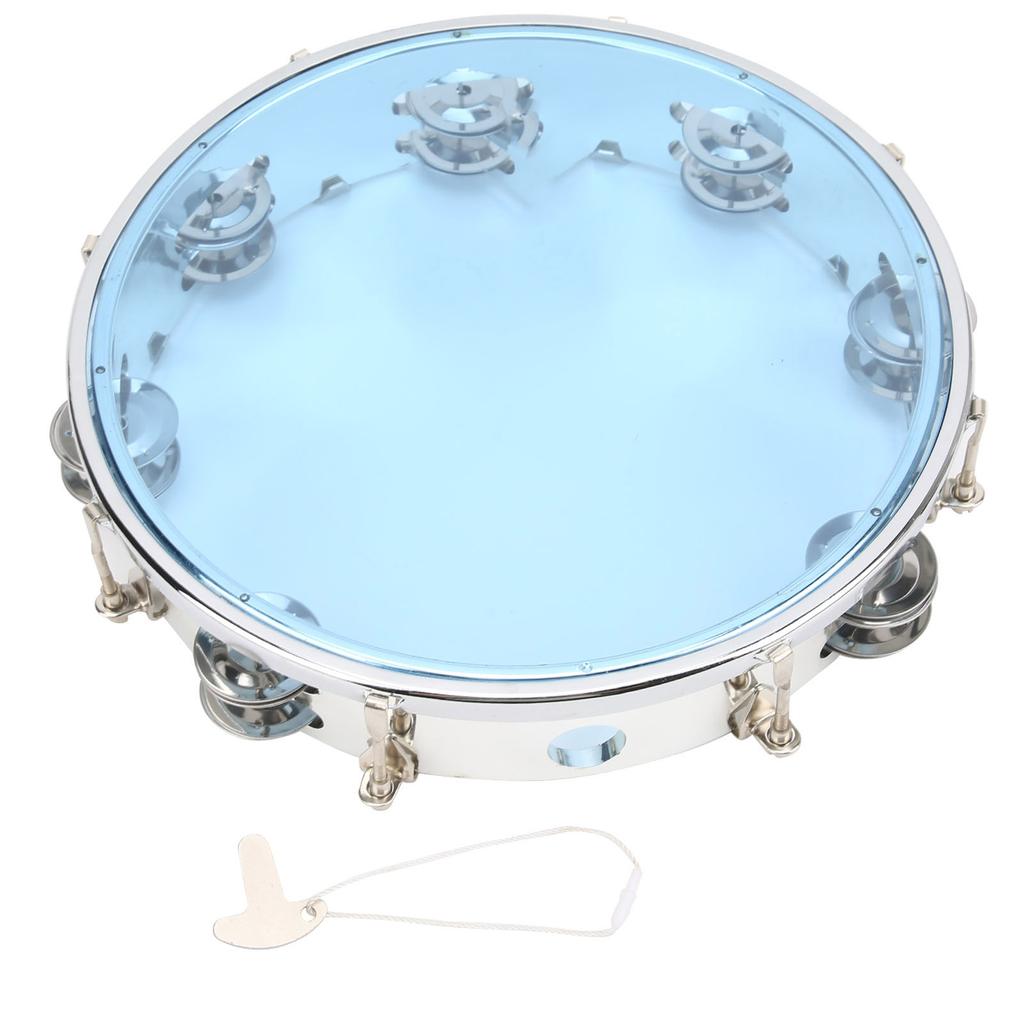 MBAT Tamburin Justerbar Dobbel Rad 10in Perkusjon Bjeller Instrument for FestBlå