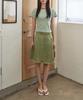 Leondeondada Silky Satin Midi Skirt, Olive