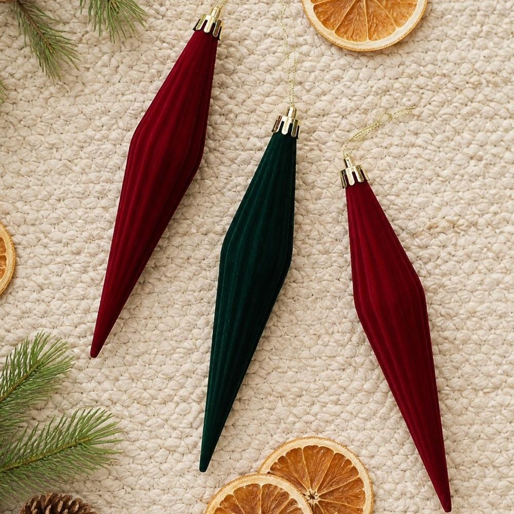 6Pcs Flocked Christmas Flocked Balls Set Plastic Hanging Decorations Tree Decoration