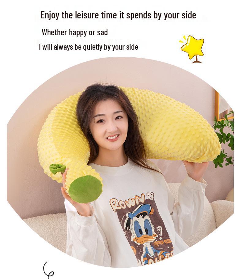 Oreiller en Peluche Banane Ultra Doux - Velours Côté Dormeur & Dossier Jouet en Peluche