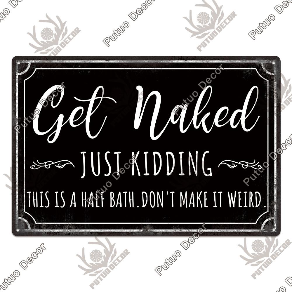 Putuo Decor Restroom Retro Tin Signs Vintage Bathroom Plaque Metal Plates Wall Art Posters Decoration for Toilet Iron Paintings