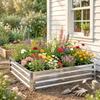 Square Raised Garden Bed Box with Weatherized Steel Frame for Vegetables, Flowers, & Herbs, 120 X 120 X 30cm, Silver Tone