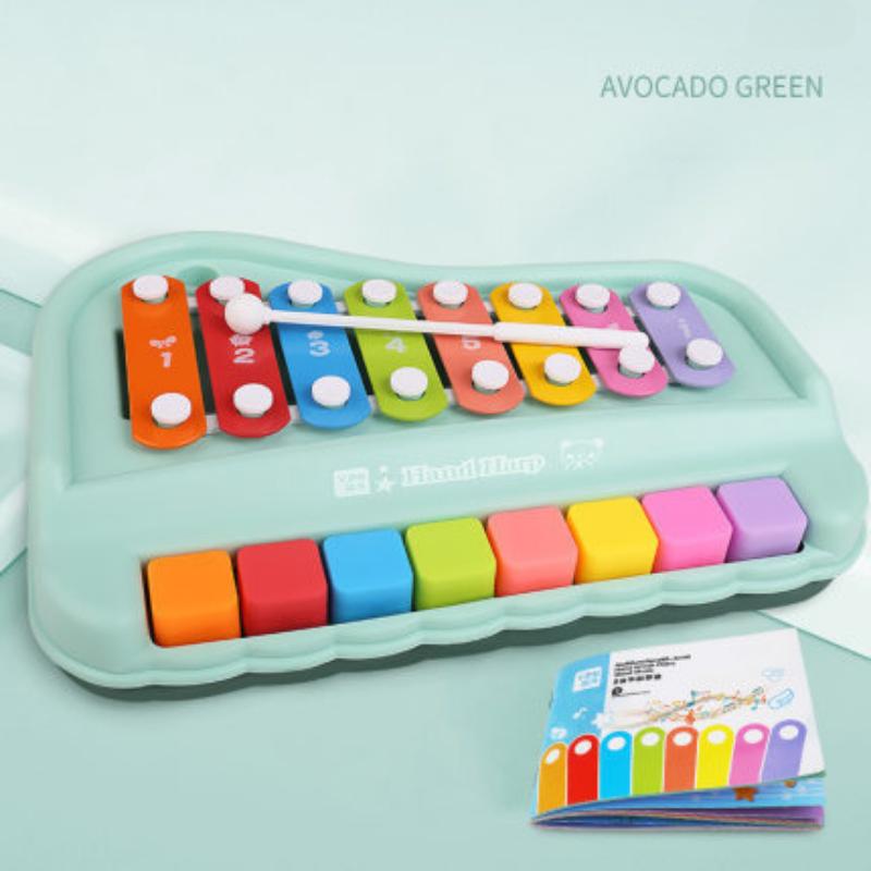 

Обучающая музыкальная игрушка-пианино Восьмитональное пианино, играющее вручную, детский музыкальный инструмент «два в одном» ксилофон Hand cranked qin зелёный