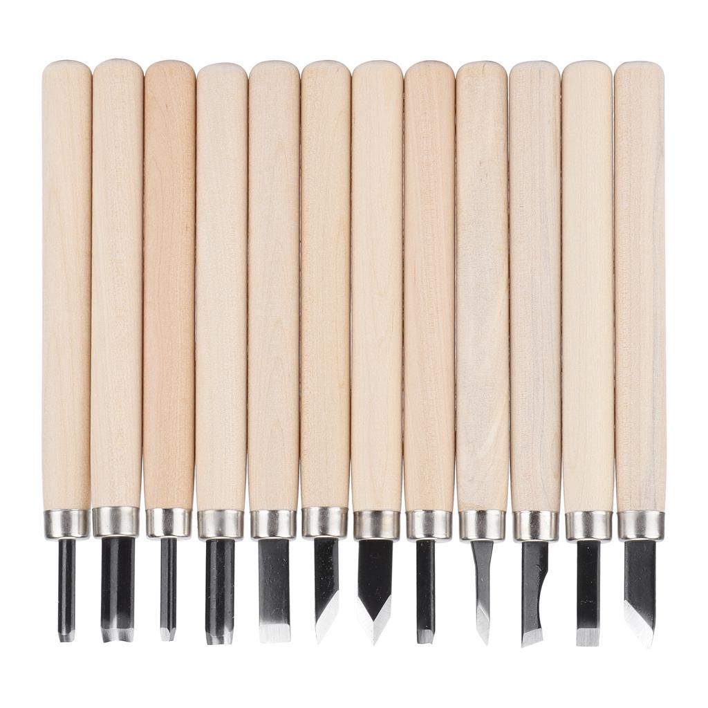 12Pcs Wood Carving Tool Set 55# Steel Sculpture Knife with Storage Box for Soft Materials