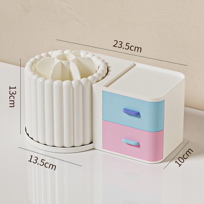 360° Rotating Makeup Brushes Holder With Lid Lipstick Organizer Cosmetic Storage Make Up Tools Box Jewelry Pencil Case Container