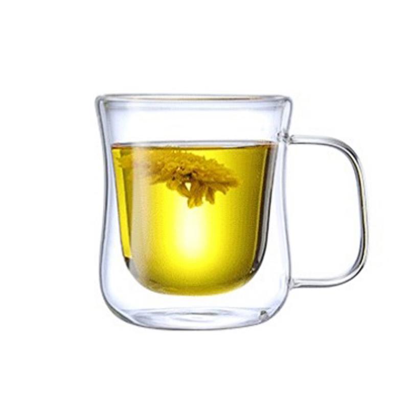 Double Wall Glass Transparent Coffee Mugs High Borosilicate Glass Mugs Anti-scald Heat Insulation Milk Water Cup Juice Tea Cups