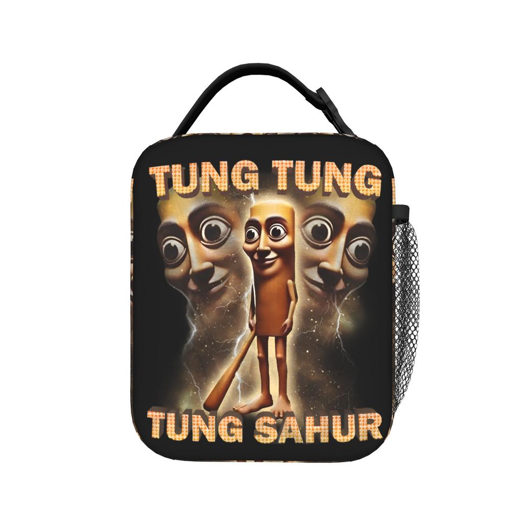 Tung Tung Tung Sahur Insulated Lunch Bags High Capacity Italian Brainrot Meme Meal Container Cooler Bag Tote Lunch Box Work