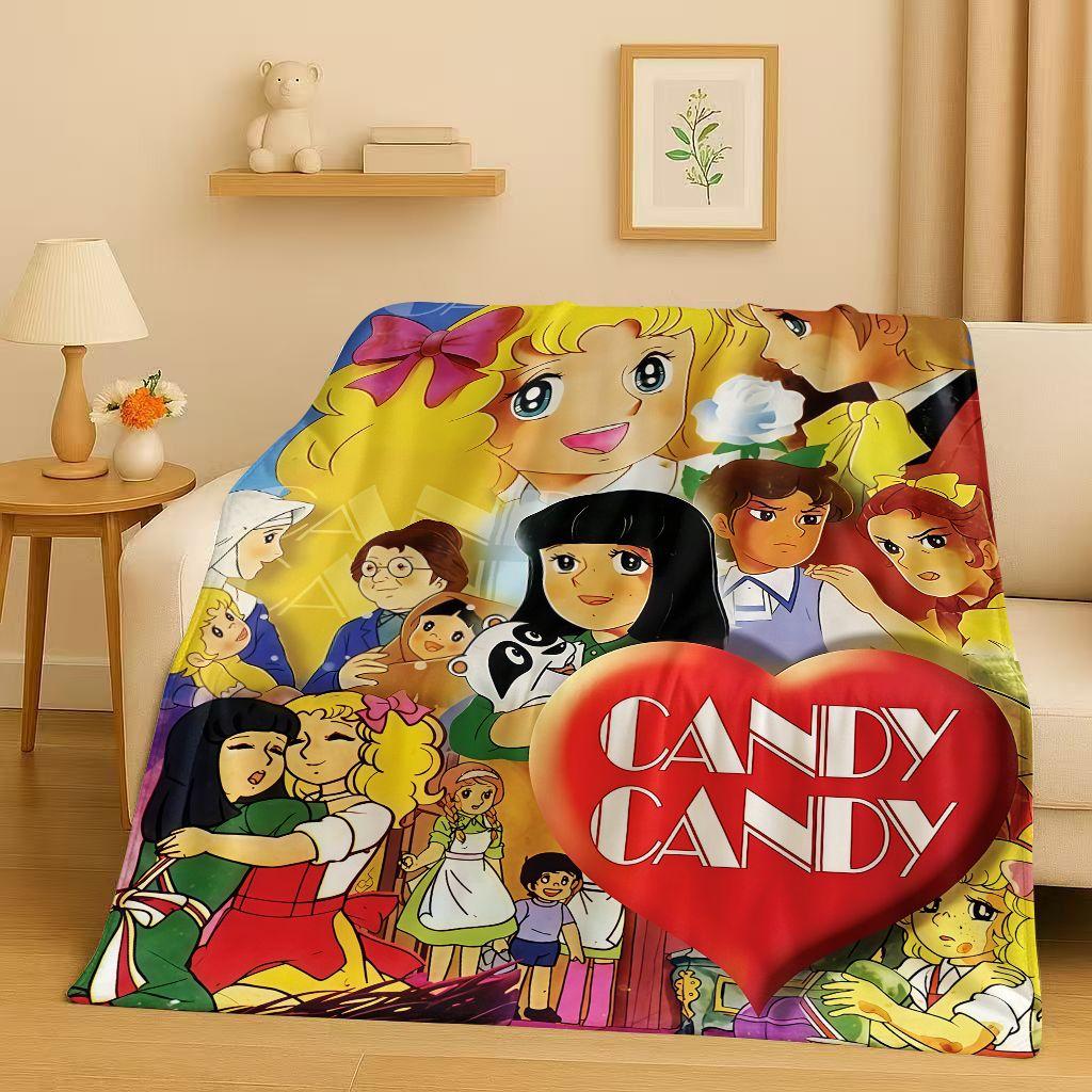 Coperta in Flanella Classica Cartoon Caramelle Dolce Ragazza, Coperta Morbida Calda in Peluche per Casa Camera da Letto Letto Divano Ufficio Bambino