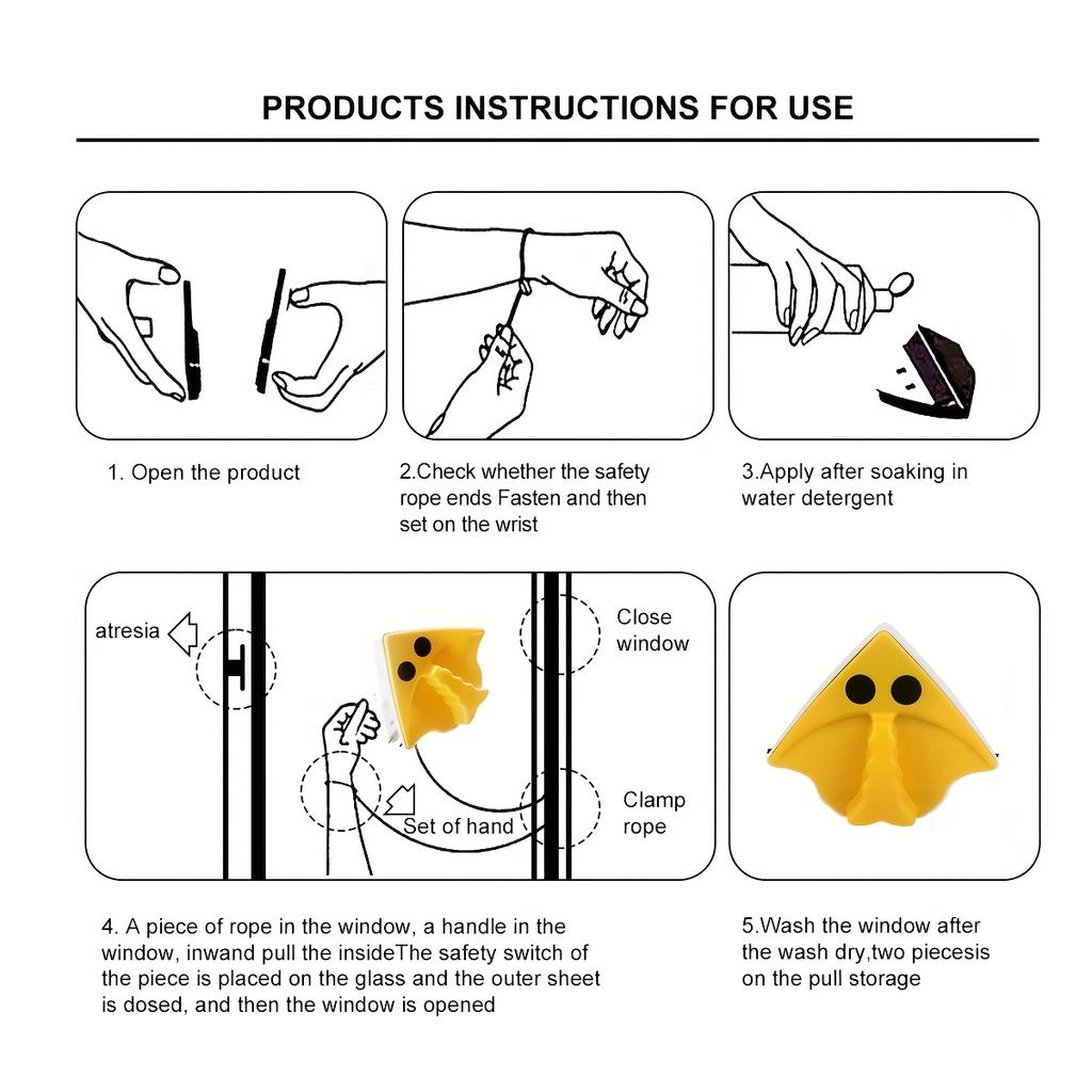 Double Sided Magnetic Window Cleaning Tool,No Residue,Soft Bristles Safe for Glass,Ergonomic Handle for Bathroom,Bedroom,Outdoor,Hard to Reach Corners