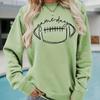 Autumn&Spring Clothing Hand Drawn Rugby Print Sweater Tops for Women Round Neck Long Sleeve